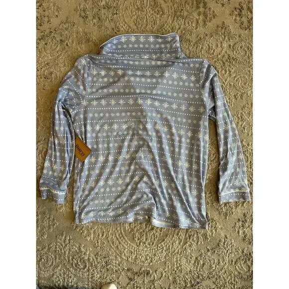 NWT Women’s Born 2pc Long Sleeve Notch Pajama Set Blue Snowflakes Sz. Large - Picture 4 of 5